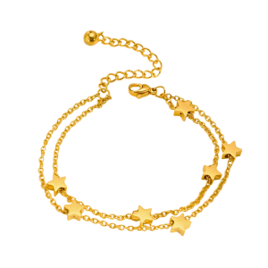 Superbe bracelet ETOILES, collection JARDIN SECRET, par AIFEE Jewelry, marque de bijoux fins de qualité. Bijou réalisé en titane trempé or jaune.